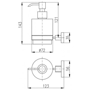 YUKON Dispenser di sapone da parete in vetro e ottone nero opaco 200 ml