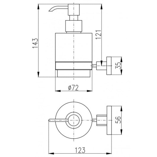 Dispenser sapone da parete YUKON in vetro e ottone bianco cromo 200 ml