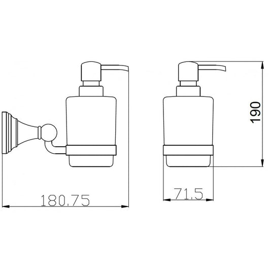 MORAVA Dispenser di sapone retrò in ottone nero 18,1x7,15x19 cm