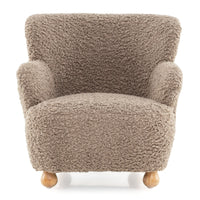 Divanetto sherpa per bambini con gambe in legno massello di gomma, Poltrona imbottita per la lettura per bambini 3+ anni Marrone-Divani per bimbi