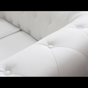 DIVANO 2 POSTI CHESTERFIELD IN ECOPELLE BIANCO