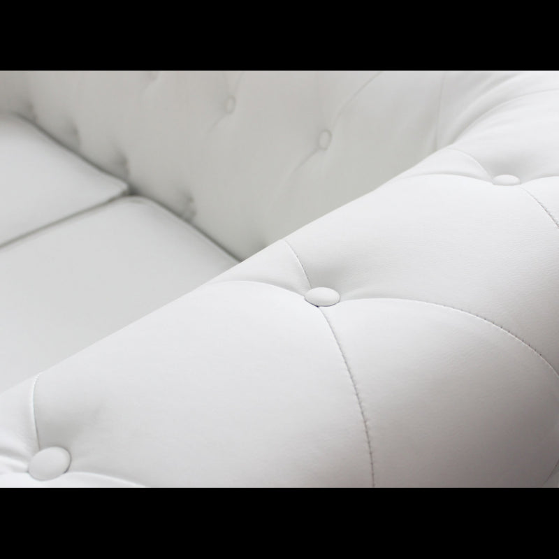 DIVANO 2 POSTI CHESTERFIELD IN ECOPELLE BIANCO