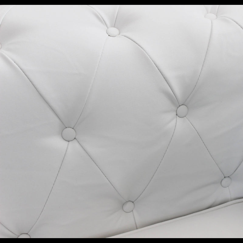 DIVANO 2 POSTI CHESTERFIELD IN ECOPELLE BIANCO