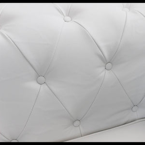 DIVANO 2 POSTI CHESTERFIELD IN ECOPELLE BIANCO