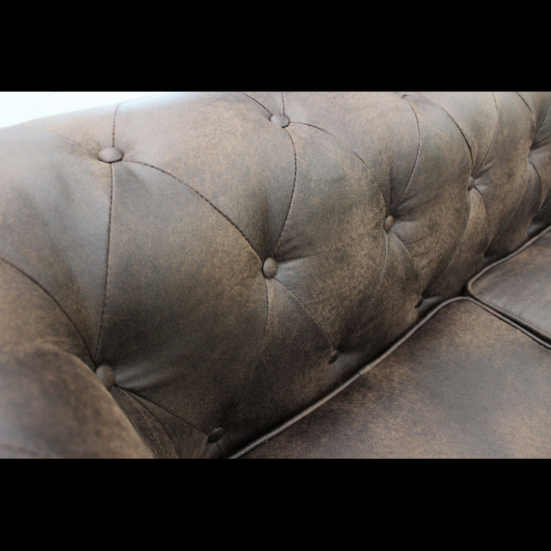 DIVANO 2 POSTI CHESTERFIELD IN ECOPELLE VINTAGE MARRONE