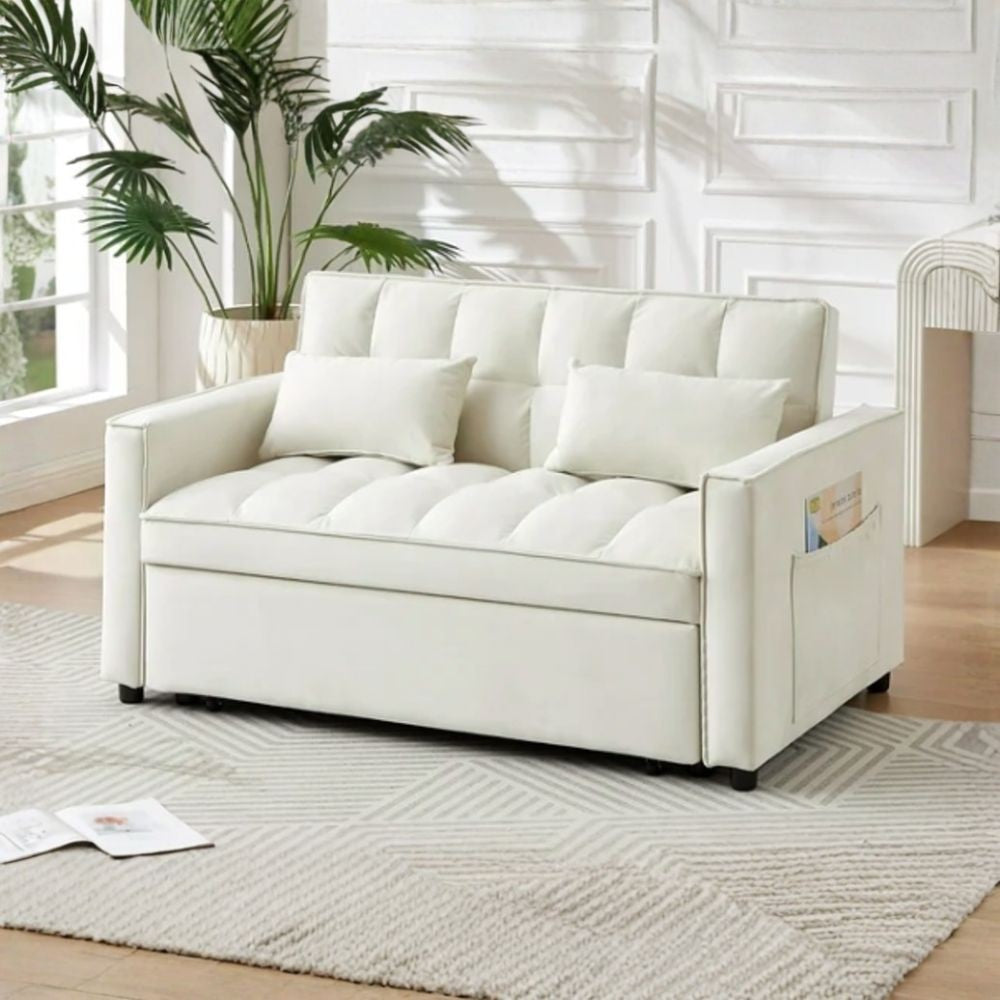 Divano 2 posti con letto estraibile beige 135x93x78H Eiri