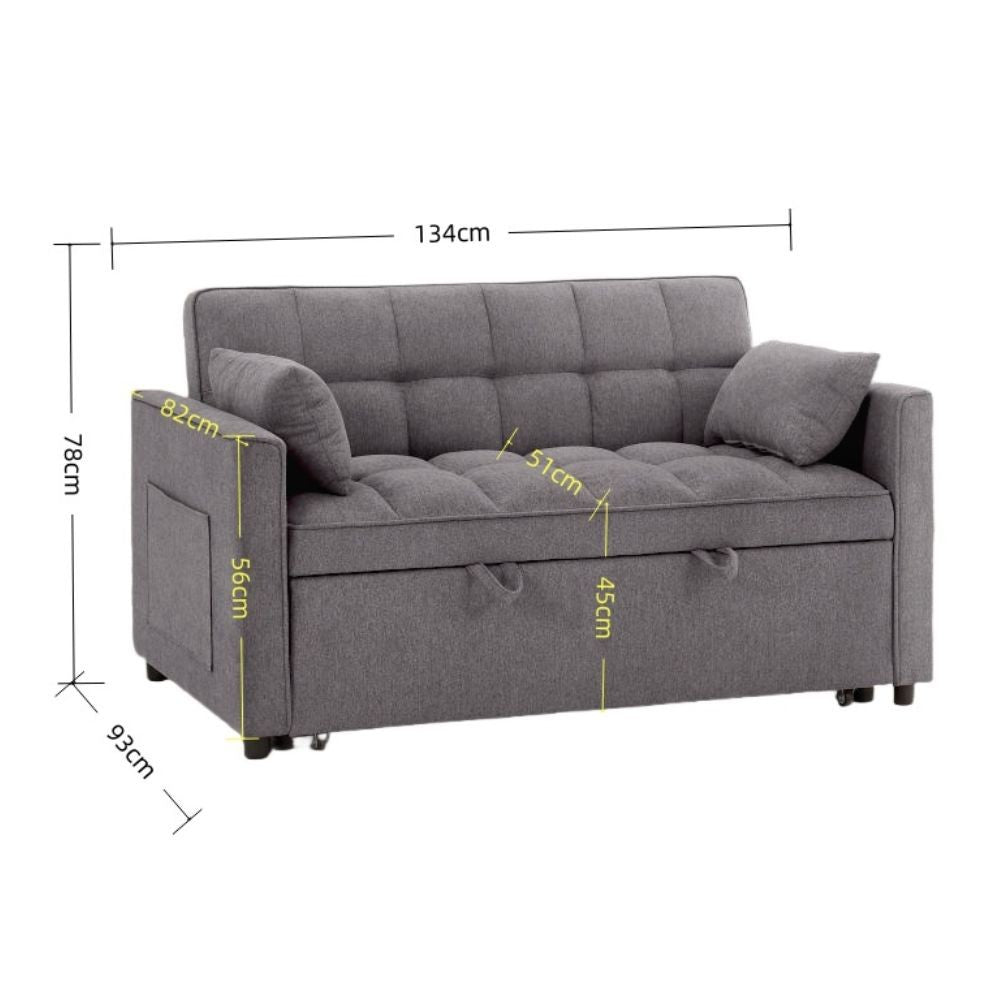 Divano 2 posti con letto estraibile grigio 135x93x78H Eiri
