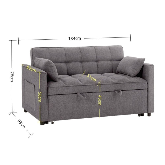 Divano 2 posti con letto estraibile grigio 135x93x78H Eiri