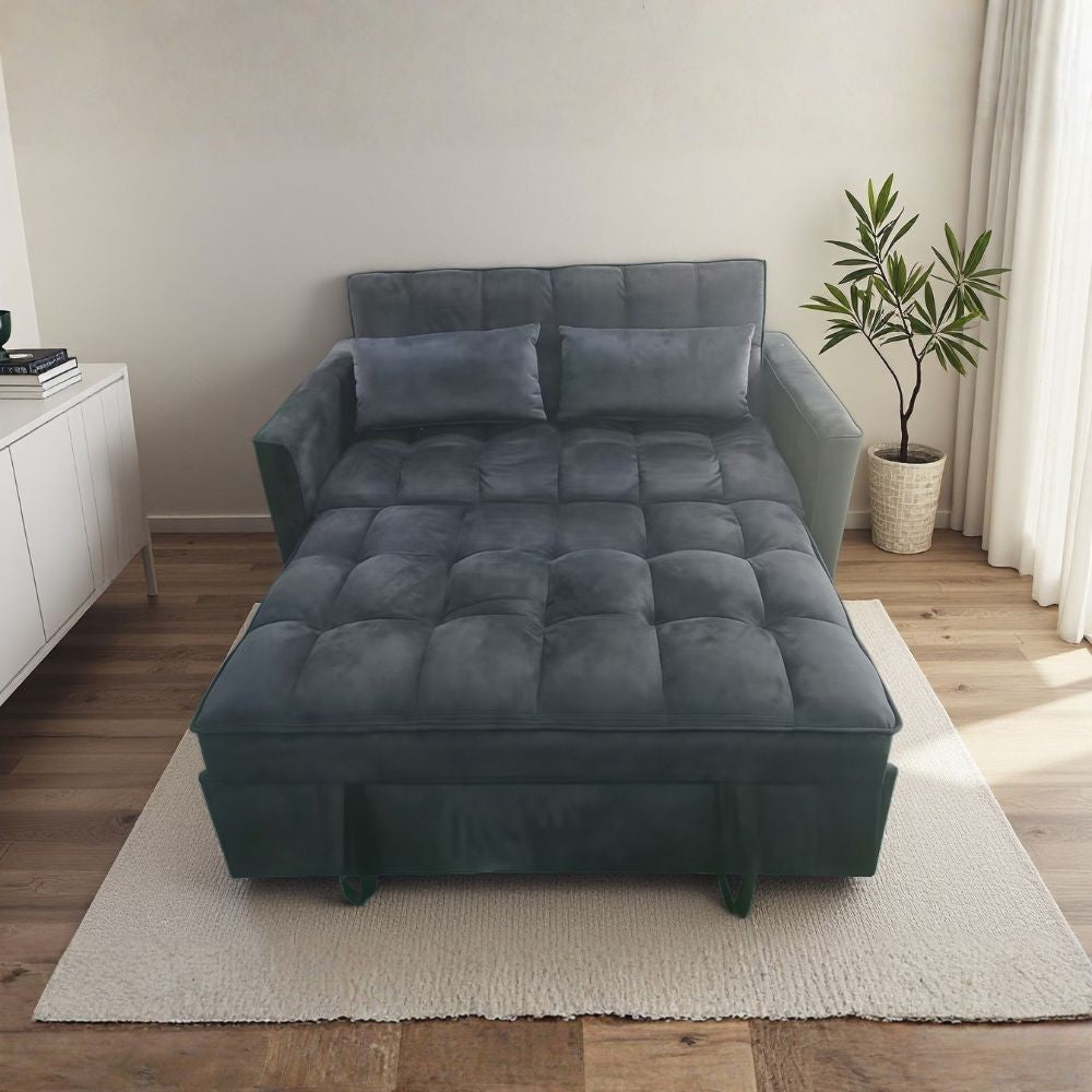 Divano 2 posti con letto estraibile nero 135x93x78H Eiri