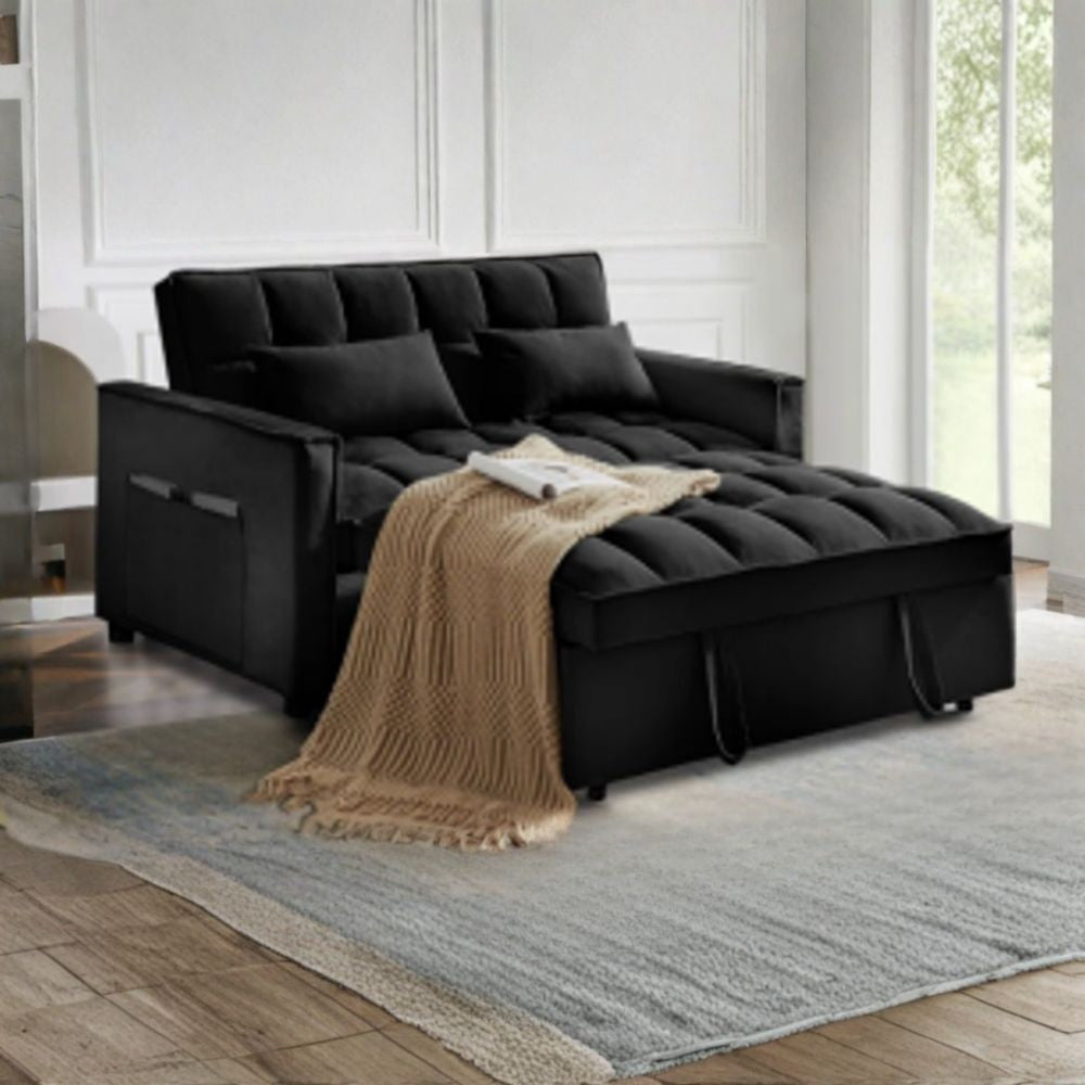 Divano 2 posti con letto estraibile nero 135x93x78H Eiri