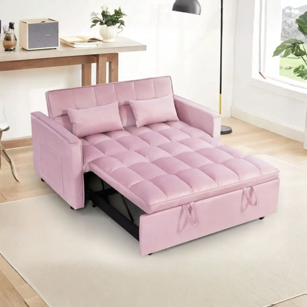 Divano 2 posti con letto estraibile rosa 135x93x78H Eiri