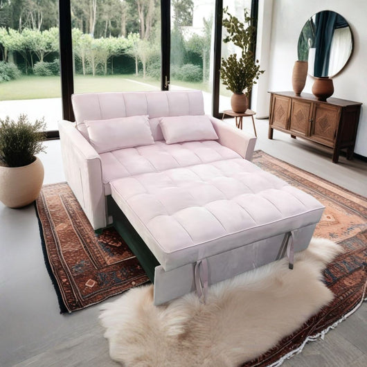 Divano 2 posti con letto estraibile rosa 135x93x78H Eiri