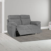 Divano 2 posti recliner manuale tessuto barrel90 grigio Boston 160x100x102H