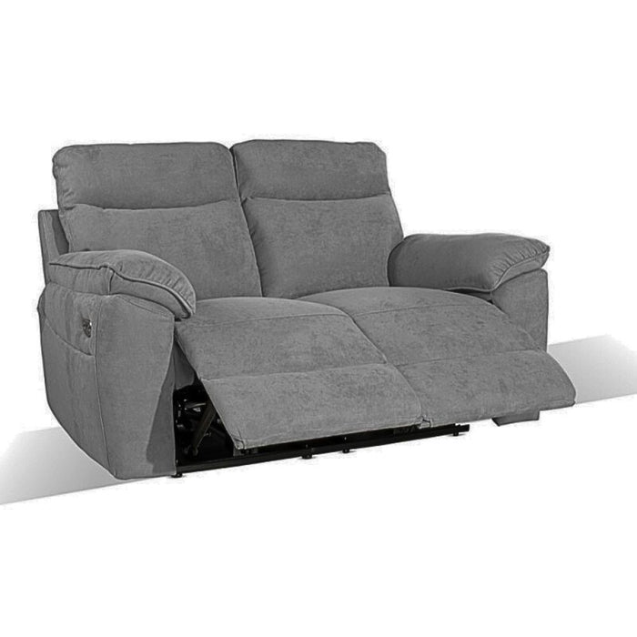 Divano 2 posti recliner manuale tessuto barrel90 grigio Boston 160x100x102H