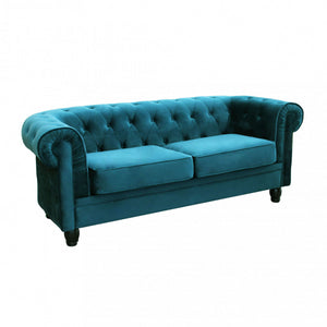 DIVANO 3 POSTI CHESTERFIELD IN VELLUTO BLU