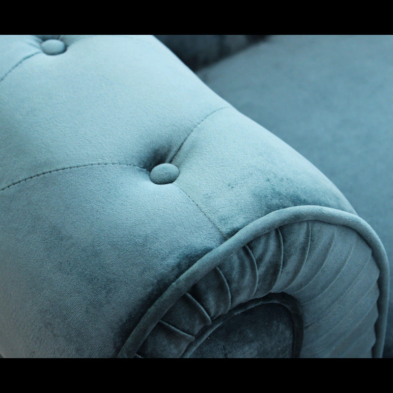 DIVANO 3 POSTI CHESTERFIELD IN VELLUTO BLU