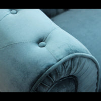 DIVANO 3 POSTI CHESTERFIELD IN VELLUTO BLU