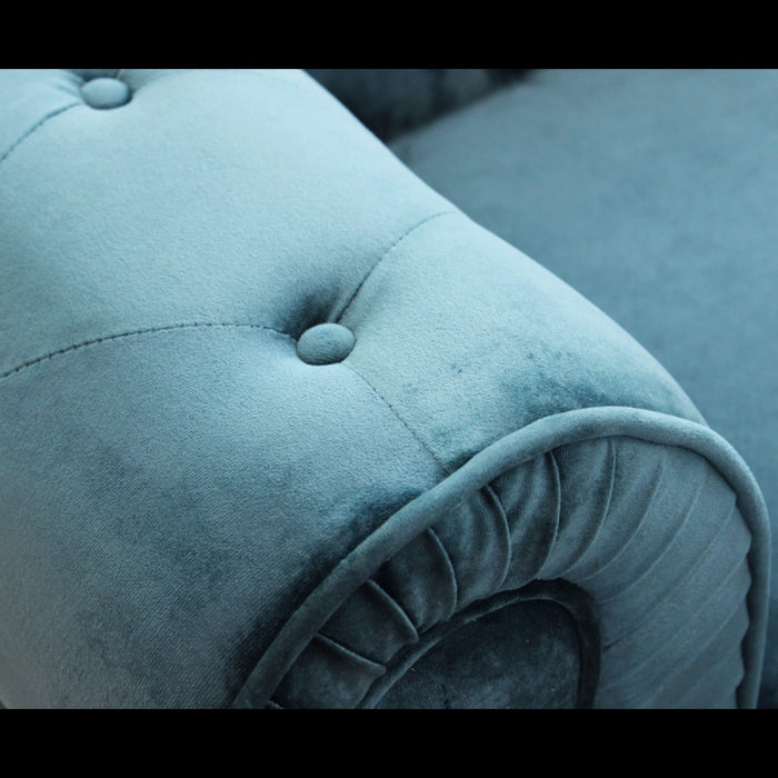 DIVANO 3 POSTI CHESTERFIELD IN VELLUTO BLU