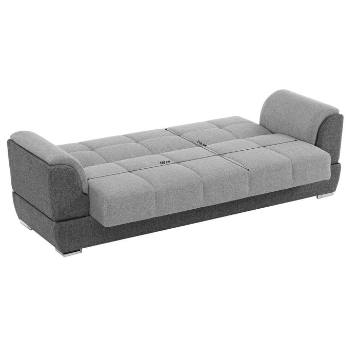 Divano 3 posti contenitore con funzione letto grigio Larissa 237x89x90H