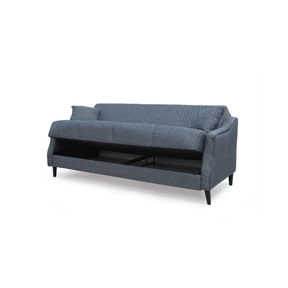 Divano 3 posti funzione letto contenitore Montana in tessuto grigio 225x82x92h