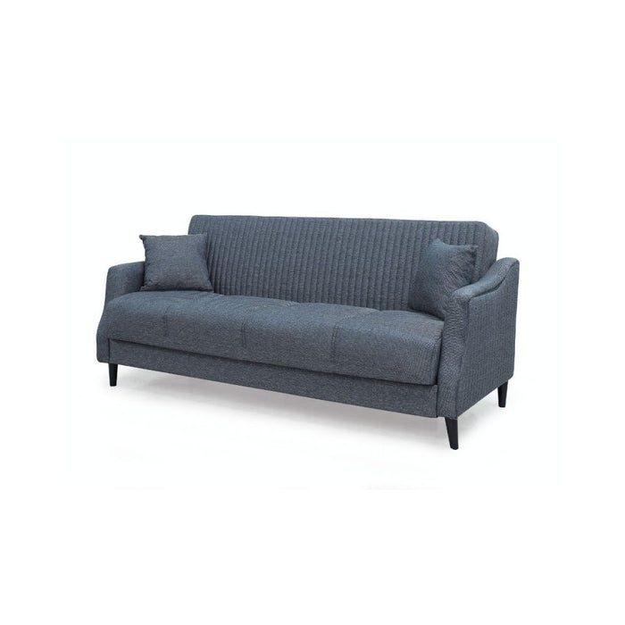 Divano 3 posti funzione letto contenitore Montana in tessuto grigio 225x82x92h