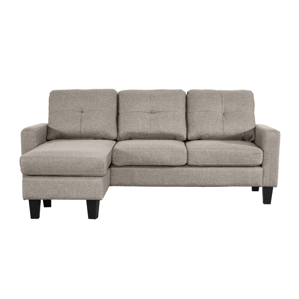 Divano 3 posti Giulivo beige con pouf e chaise longue componibile 195x130x88H