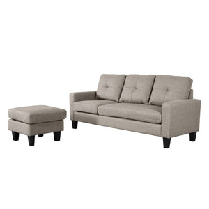 Divano 3 posti Giulivo beige con pouf e chaise longue componibile 195x130x88H