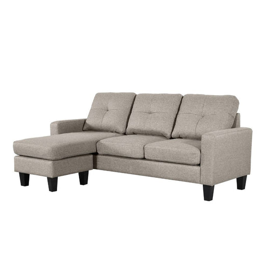 Divano 3 posti Giulivo beige con pouf e chaise longue componibile 195x130x88H