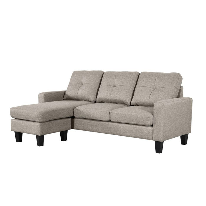 Divano 3 posti Giulivo beige con pouf e chaise longue componibile 195x130x88H