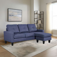 Divano 3 posti Giulivo blu con pouf e chaise longue componibile 195x130x88H