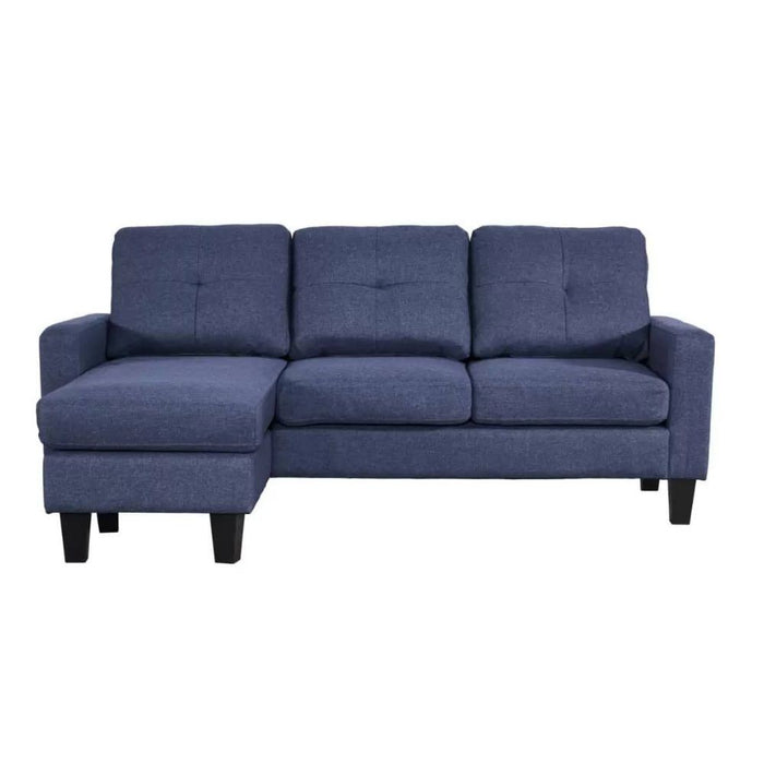 Divano 3 posti Giulivo blu con pouf e chaise longue componibile 195x130x88H