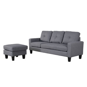 Divano 3 posti Giulivo grigio con pouf e chaise longue componibile 195x130x88H