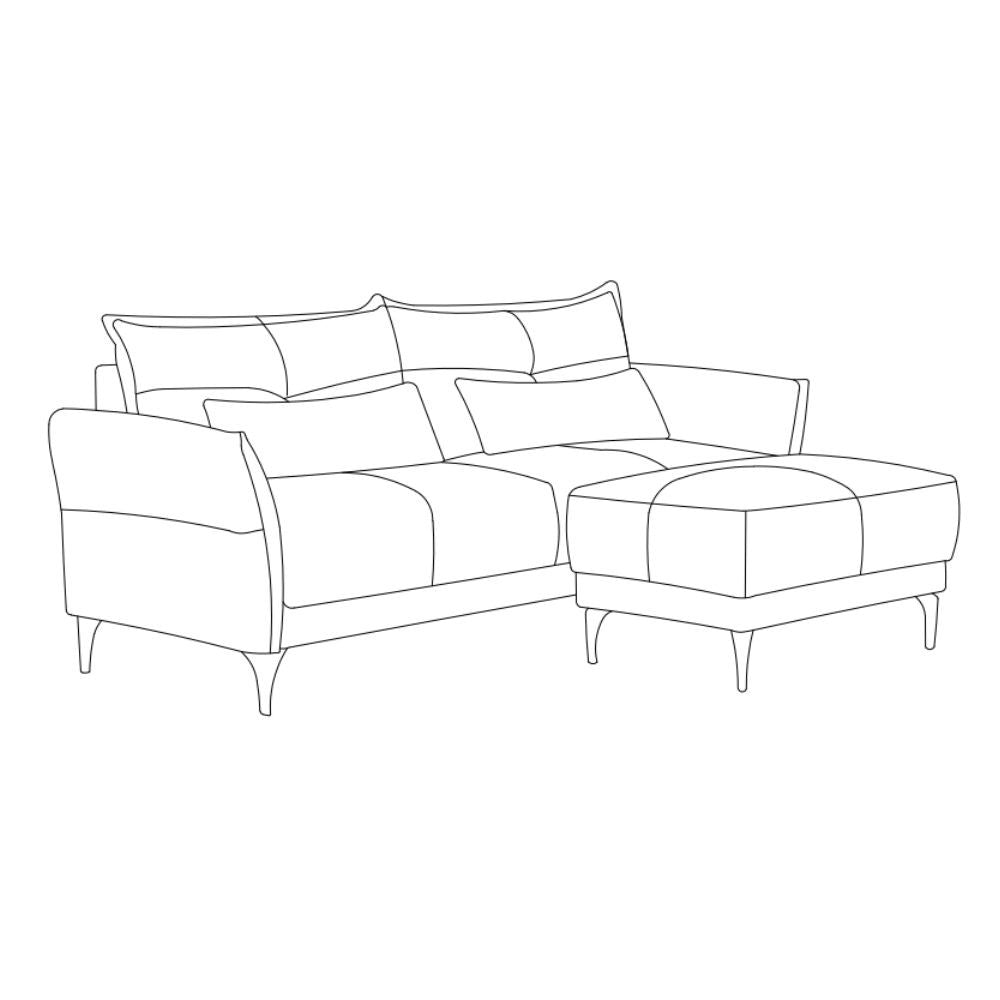 Divano 3 Posti Nutmeg con pouf in tessuto beige 196x76x86H