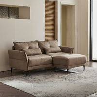 Divano 3 Posti Nutmeg con pouf in tessuto beige 196x76x86H