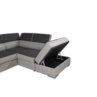 Divano angolare con pouff contenitore Gisella destro 285x238x77h colore grigio