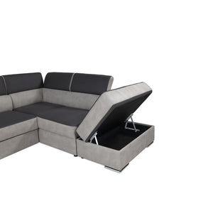 Divano angolare con pouff contenitore Gisella destro 285x238x77h colore grigio