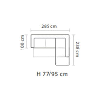 Divano angolare con pouff contenitore Gisella destro 285x238x77h colore grigio
