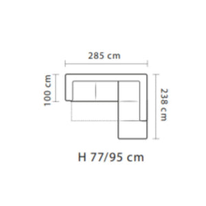 Divano angolare con pouff contenitore Gisella destro 285x238x77h colore grigio