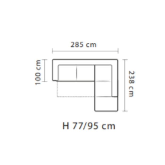 Divano angolare con pouff contenitore Gisella destro 285x238x77h colore grigio