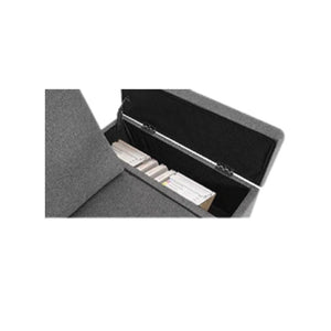 Divano angolare destro tessuto grigio Dina con bracciolo porta oggetti 218X172X87H