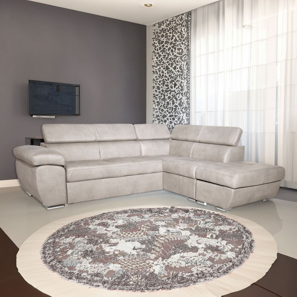 Divano angolare Fiona con penisola destra colore grigio chiaro mozart 90