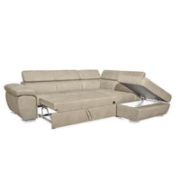 Divano angolare Fiona con penisola destra tessuto cappuccino barrel09