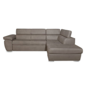 Divano angolare Fiona con penisola destra tessuto grigio elephant 260x200x76H