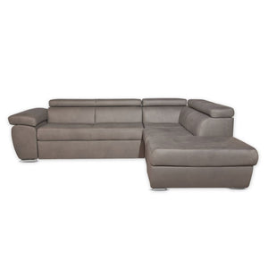 Divano angolare Fiona con penisola destra tessuto grigio elephant 260x200x76H