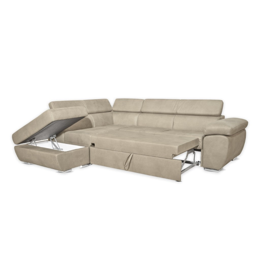 Divano angolare Fiona con penisola sinistra tessuto cappuccino barrel09