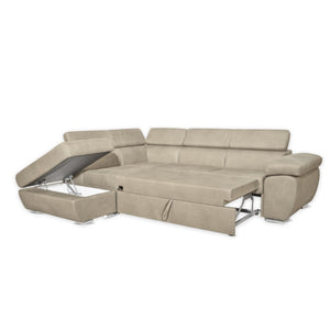 Divano angolare Fiona con penisola sinistra tessuto cappuccino barrel09