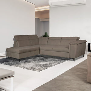 Divano angolare penisola sinistra e letto estraibile tortora Buffalo tessuto barrel21