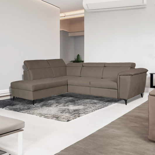 Divano angolare penisola sinistra e letto estraibile tortora Buffalo tessuto barrel21