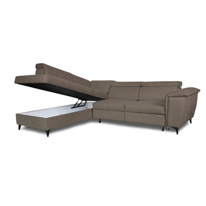 Divano angolare penisola sinistra e letto estraibile tortora Buffalo tessuto barrel21
