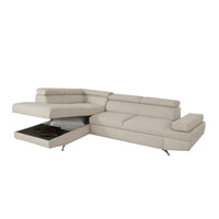 Divano angolare sinistro Julie Barrel con letto estraibile beige 297x206x79